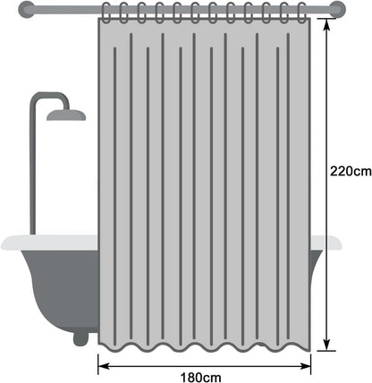 Duschvorhang Überlänge 180x220 dunkelgrau wasserdicht antibakteriell waschbar