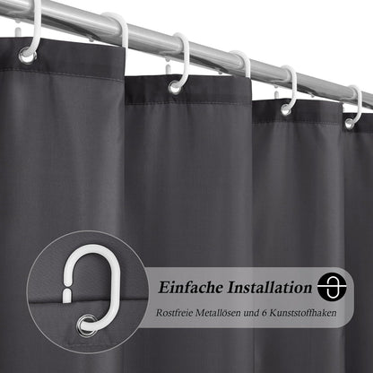 Schmaler Duschvorhang 100x200 Grau Textil Stoff Wasserdicht