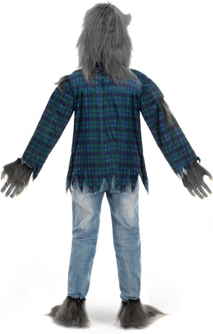Werwolfkostüm Kinder grauhaarig Halloween Maske Jungen Mädchen L 10-12 Jahre