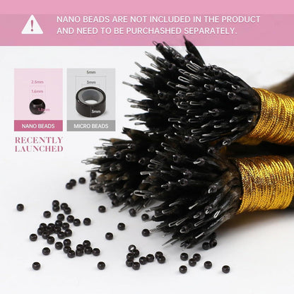 Nanoring Extensions Braun Balayage Blond 55cm Echthaar
