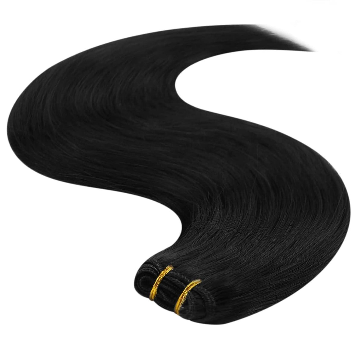 Echthaar Tressen Schwarz 45cm - 100g Weft Hair Extensions