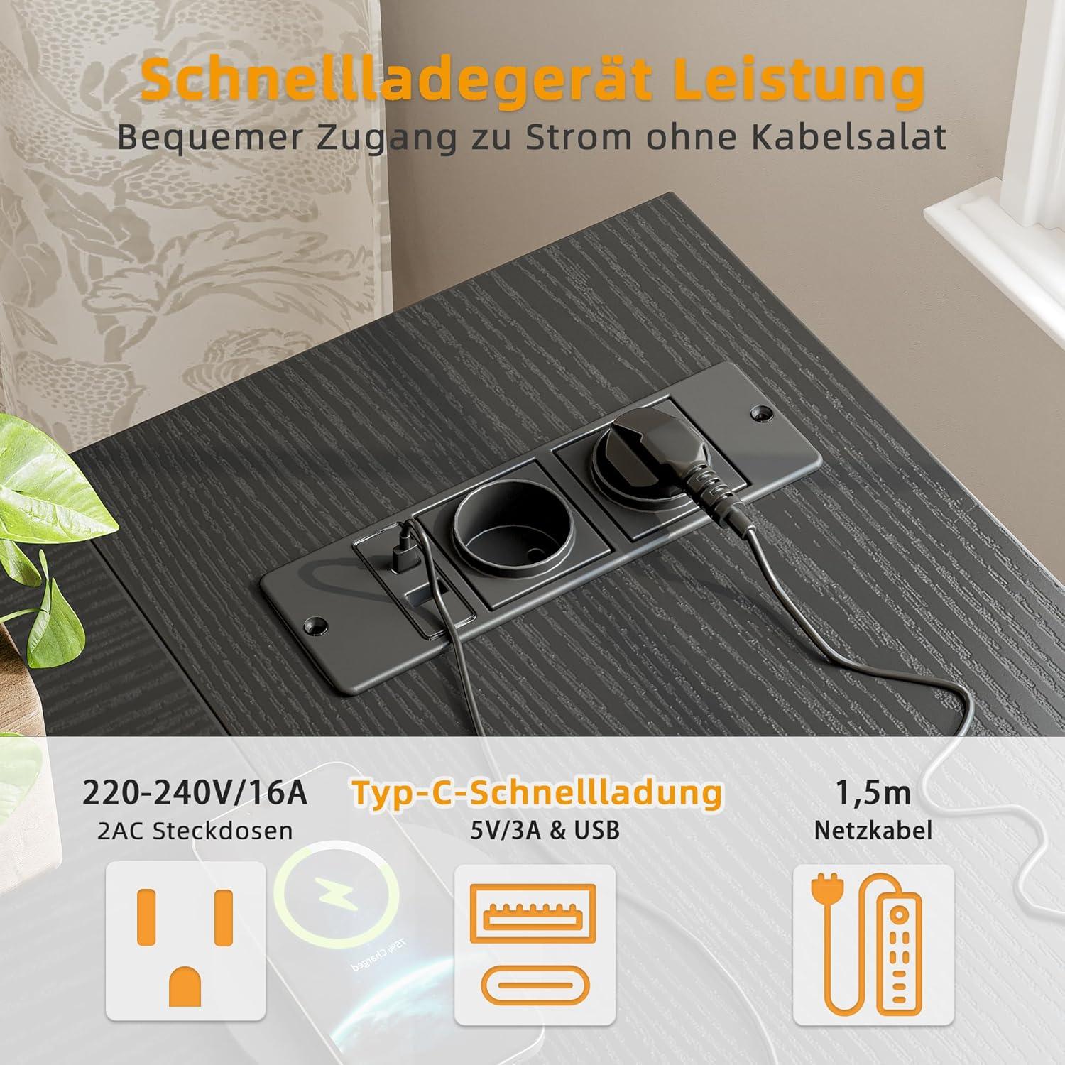 Eckschreibtisch mit Steckdosenleiste 120x70 cm L-förmig Ecktisch