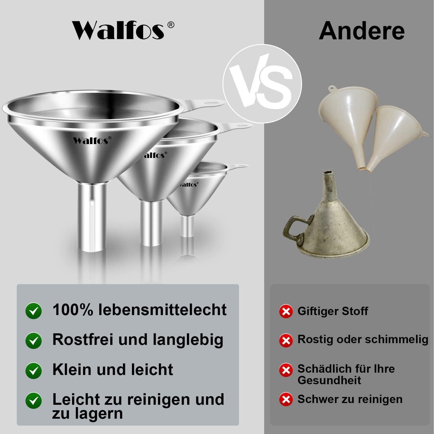 Trichter Edelstahl 3er Set Mini Küche Umfüllen Flüssigkeiten Pulver