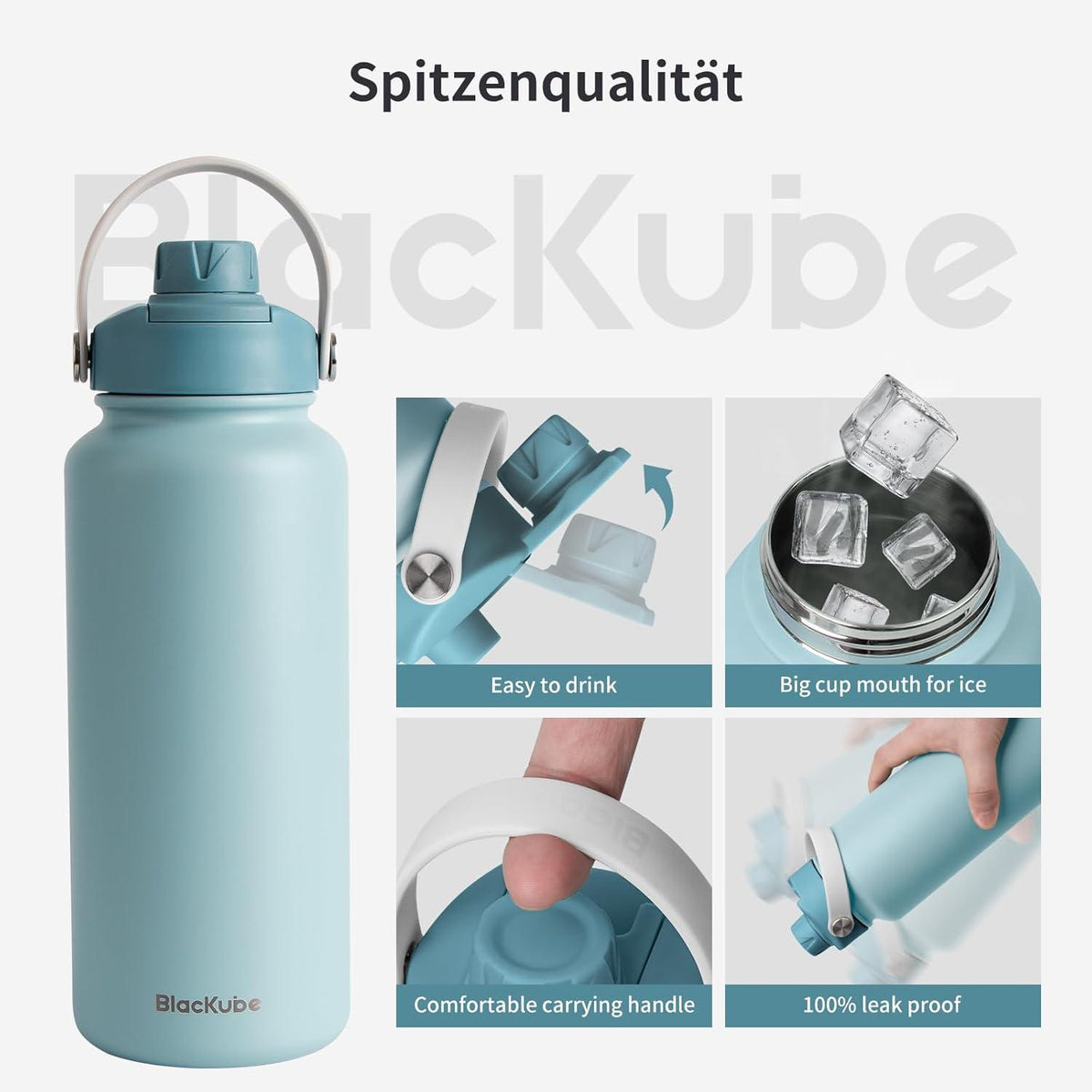 Edelstahl Trinkflasche 1000ml Thermosflasche Thermoskanne