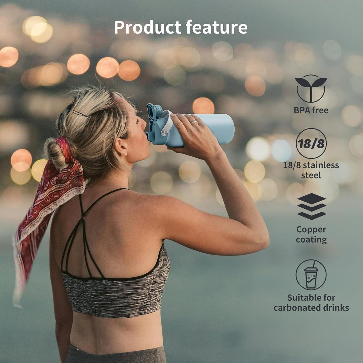 Edelstahl Trinkflasche 1000ml Thermoskanne BPA-frei Auslaufsicher