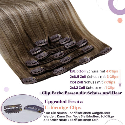 Clip-in Haarverlängerung Blond Balayage Echthaar 45cm