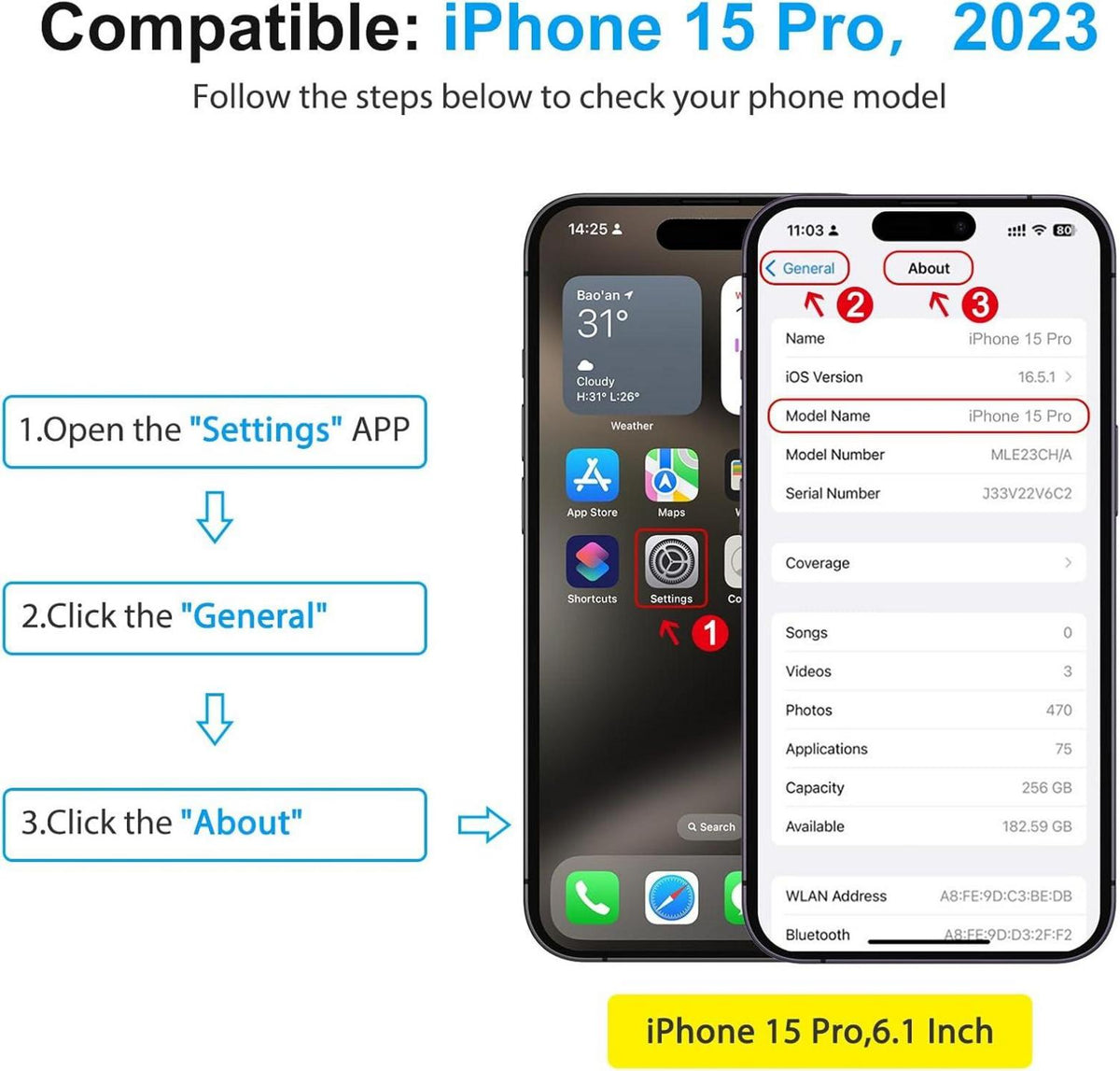 SPARIN Hartglas iPhone 15 Pro 6,1 Zoll 2023, Displayschutz