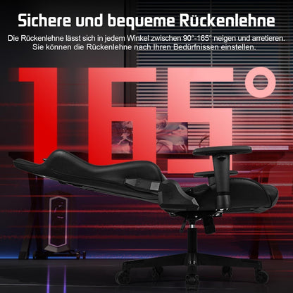 Homimaster Gaming Stuhl mit verstellbaren Kissen und Armlehnen