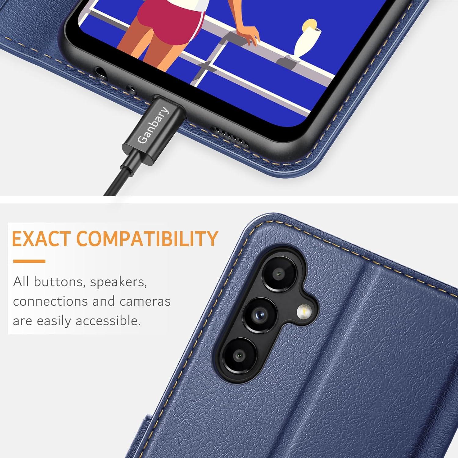 Samsung Galaxy A04s A13 5G Handyhülle Leder Klapphülle Magnet Blau