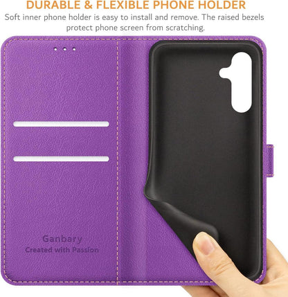 Handyhülle Samsung Galaxy A04s A13 5G Leder Klapphülle Violett