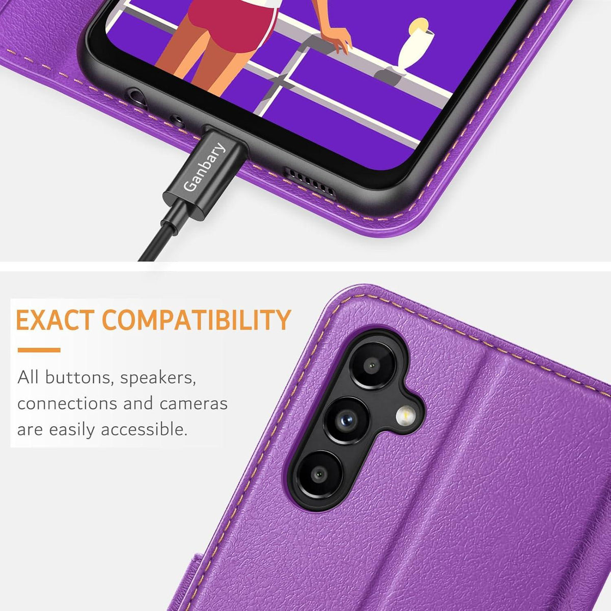 Samsung Galaxy A04s A13 5G Handyhülle Leder Klapphülle Standfunktion Violett