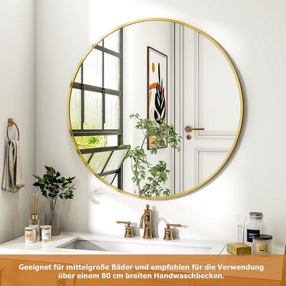 Runder Wandspiegel 80cm Gold – Moderner Badezimmer Spiegel