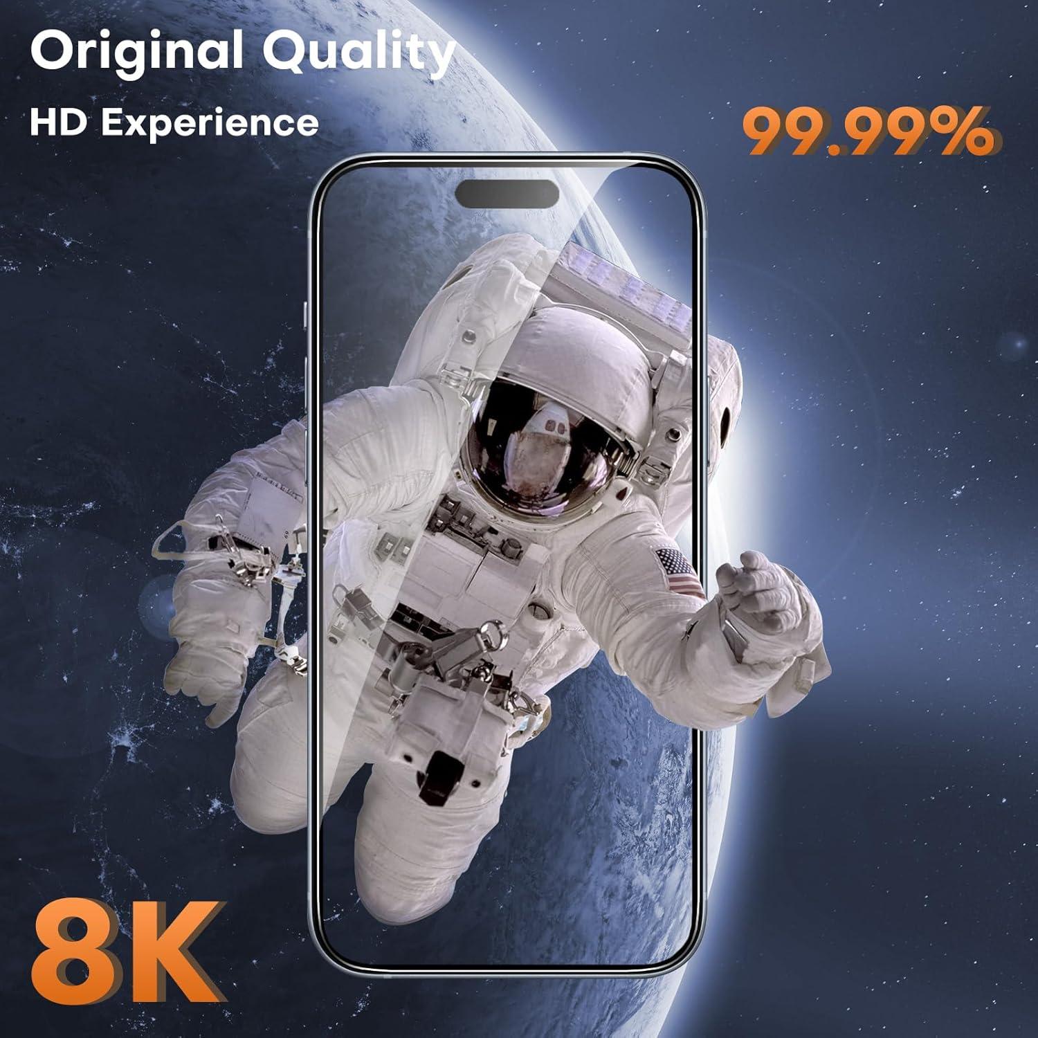 Panzer Schutzglas für iPhone 15 Pro Max mit Kamerafolie 9H 6,7 Zoll