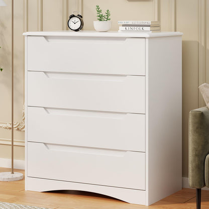 Weiße Kommode mit 4 Schubladen – Schlafzimmer Schrank mit Kippsicherung