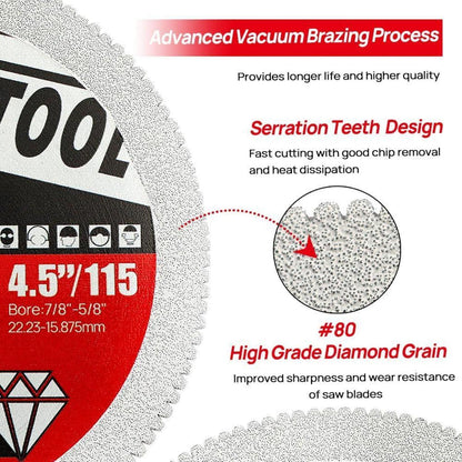 Diamanttrennscheibe 115mm für Marmor, Fliesen, Granit (2 Stück)