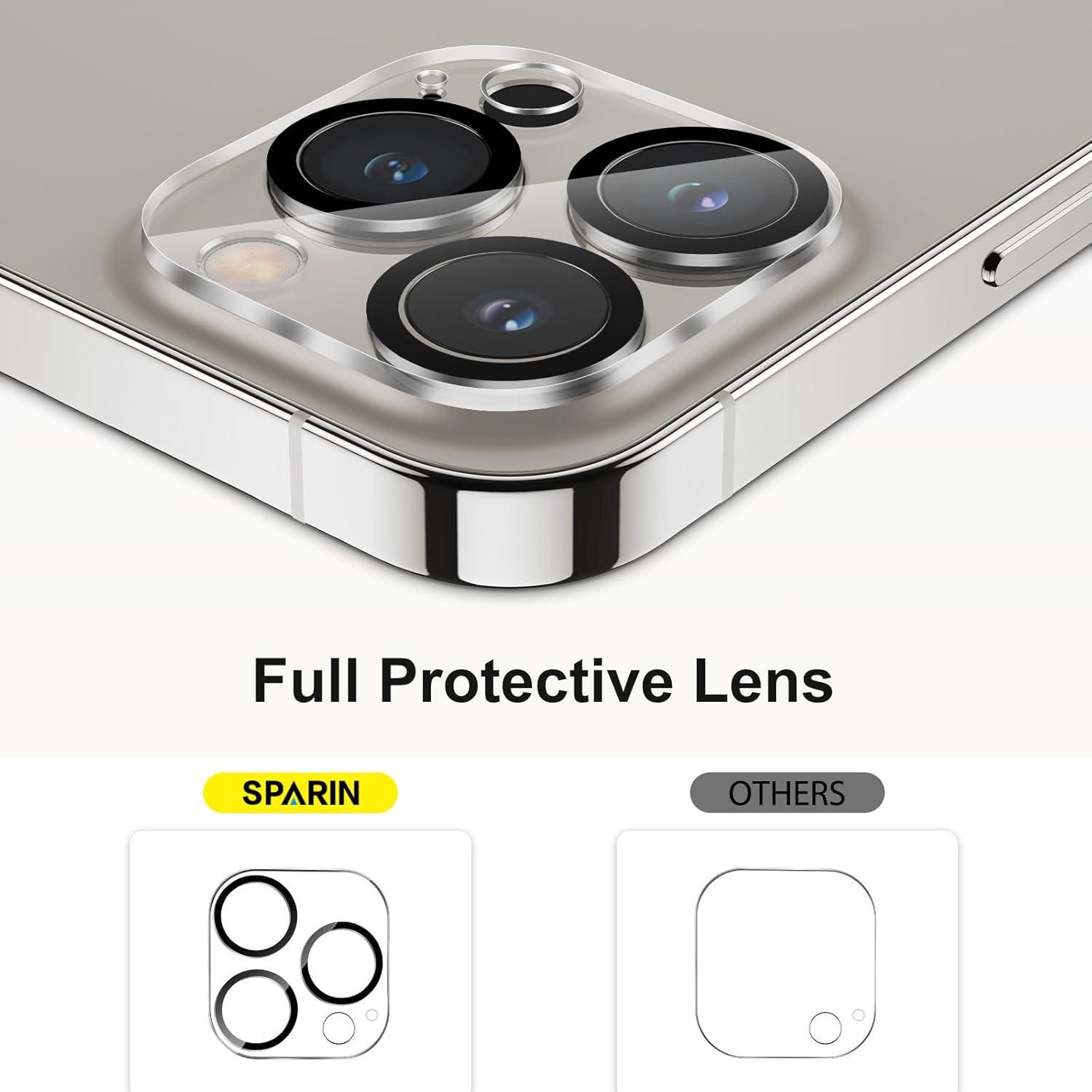 SPARIN 3 Stück Kameraschutz für iPhone 15 Pro/Pro max, 9H Härte Anti-Kratzer Glas