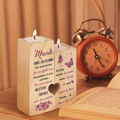 Personalisierte Holz Kerzenständer Geschenk für Mama 2 Kerzen inklusive