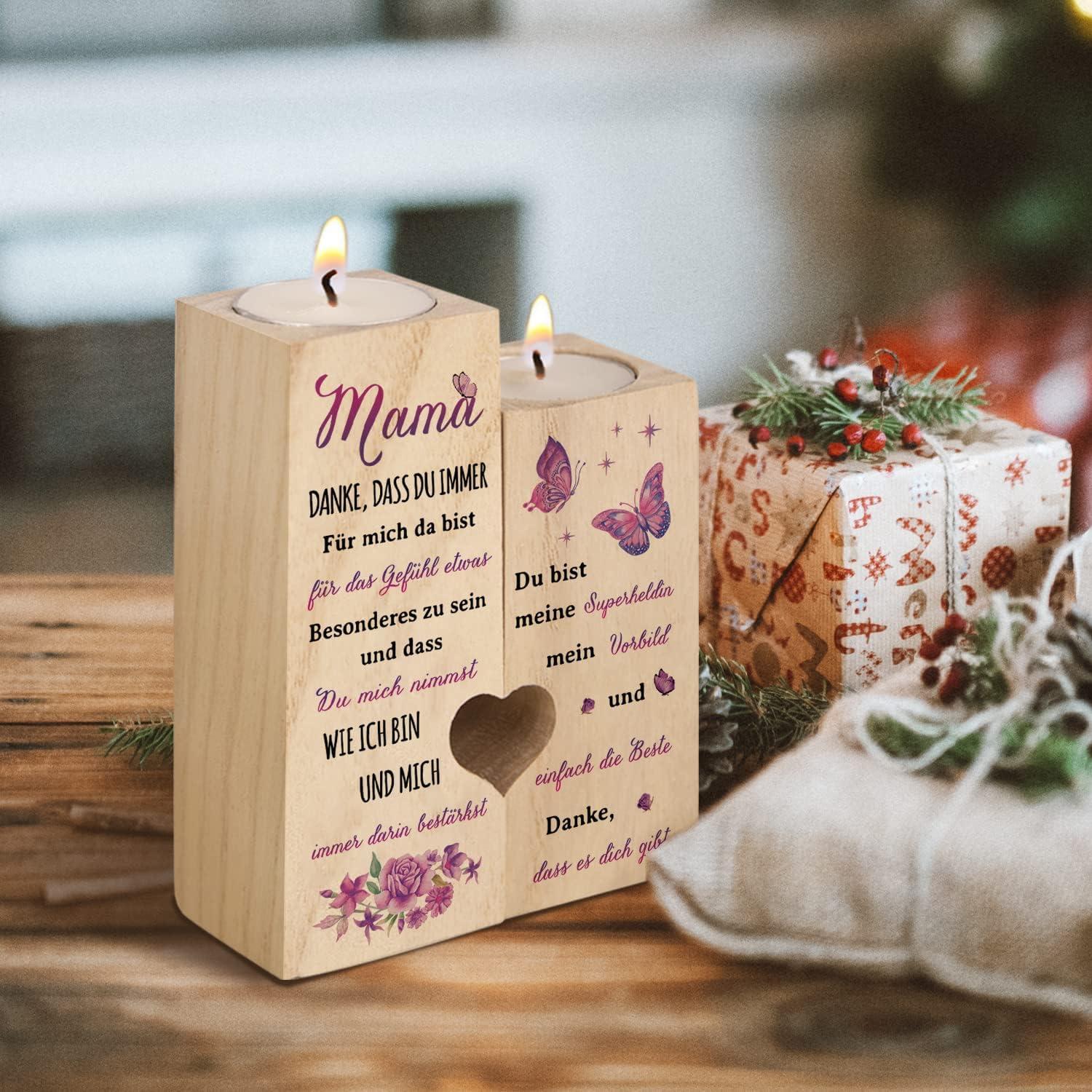 Personalisierter Herz Kerzenhalter Geschenk Mama Muttertag Geburtstag