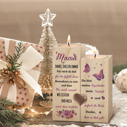 Personalisierte Holz Kerzenständer Geschenk für Mama 2 Kerzen inklusive