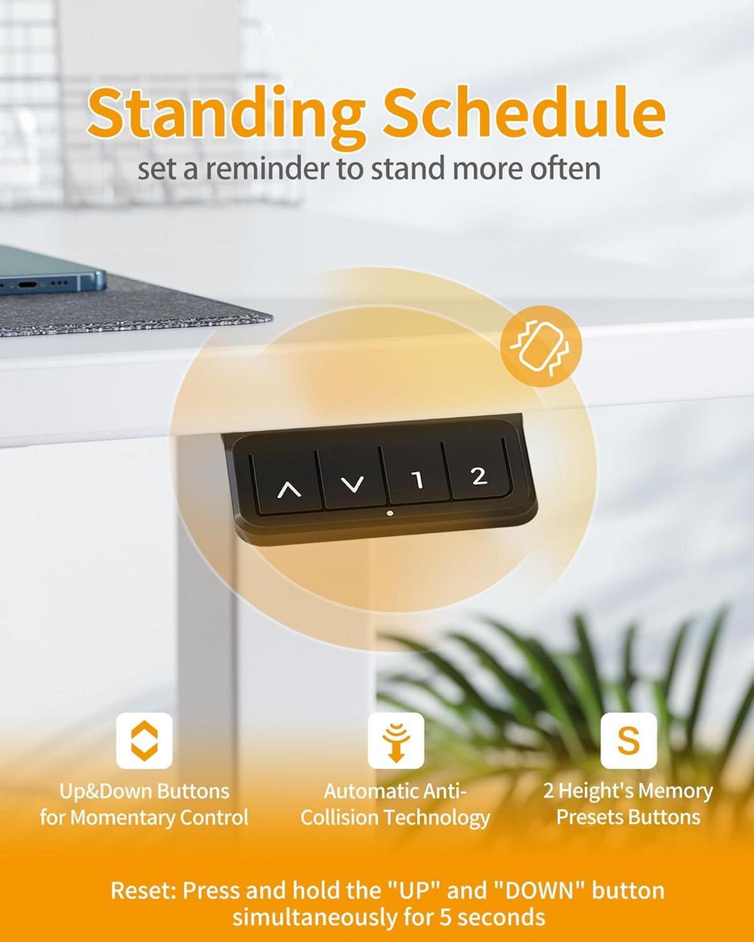 Elektrisch höhenverstellbarer Schreibtisch mit T-Beinen