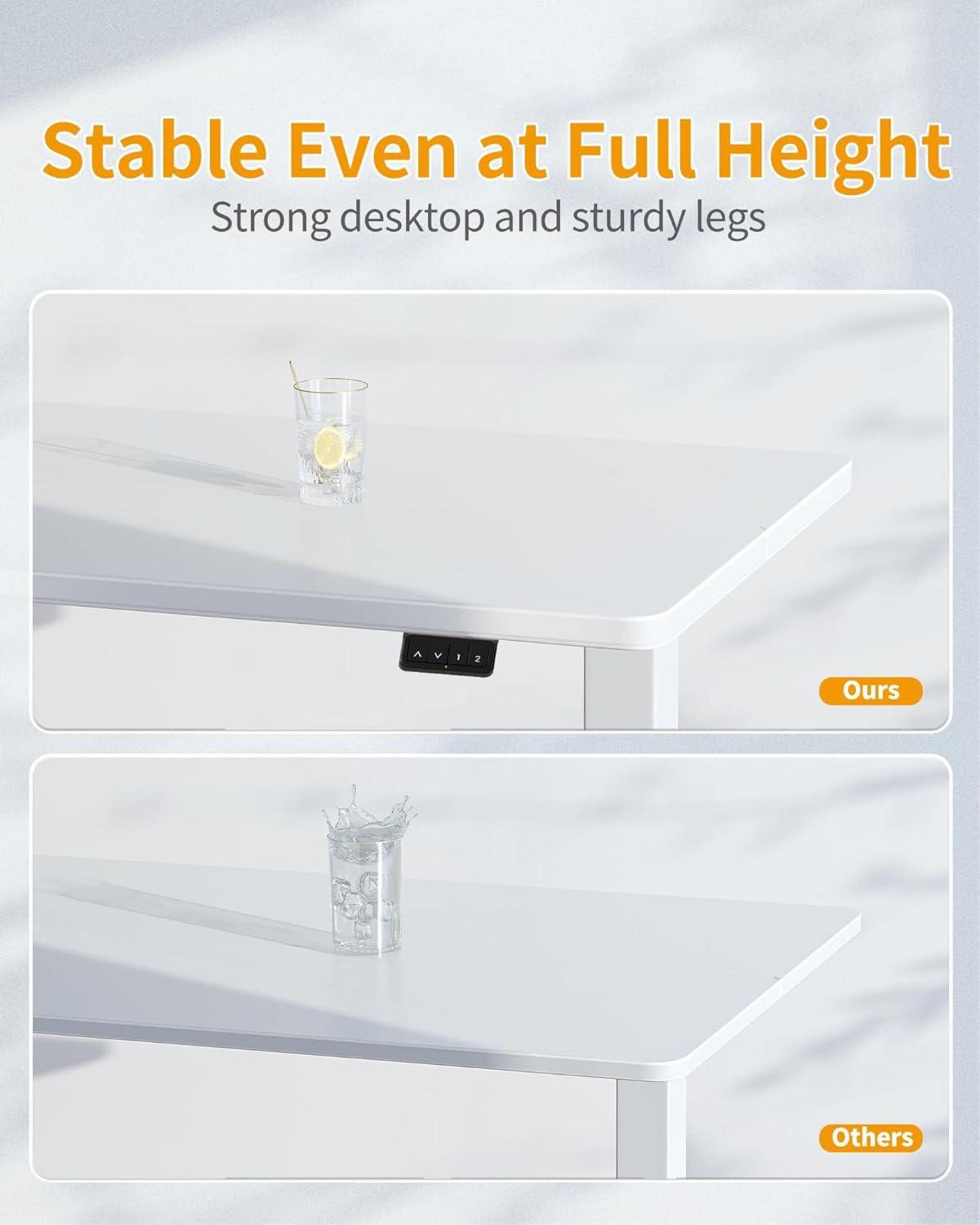 Höhenverstellbarer Schreibtisch 140x60 cm Elektrisch Weiß Stahl T-Beine