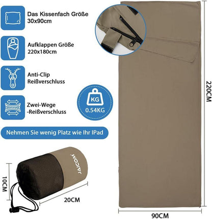 Hüttenschlafsack Ultraleichter Seideschlafsack 2in1