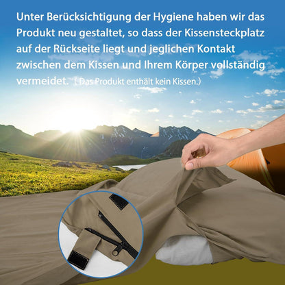 JAICOM Hüttenschlafsack Ultraleichter Seideschlafsack Mikrofaser Khaki