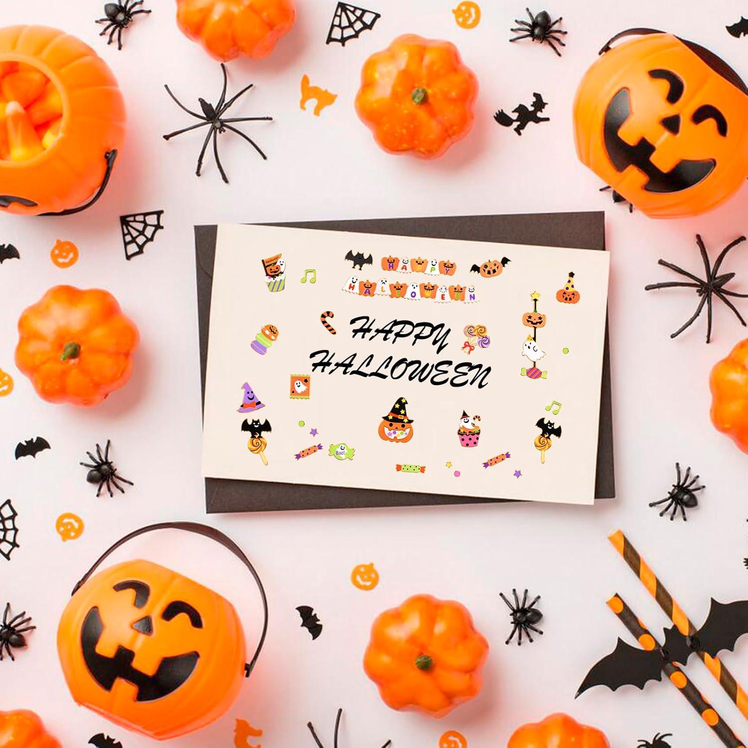 Halloween Aufkleber Sticker Kürbis Geist Fledermaus Scrapbook Basteln Kinder Deco