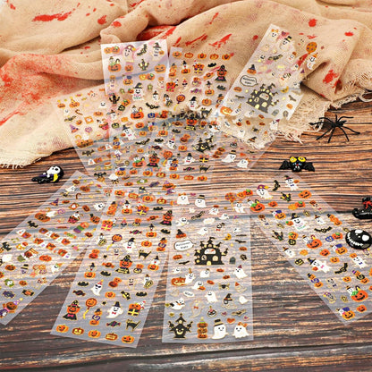 Halloween Aufkleber Sticker Kürbis Gespenst Fledermaus 8 Blätter