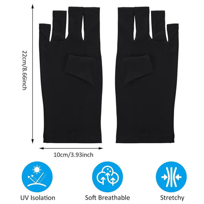 Gel Nagellampen UV Schutzhandschuhe 2 Paare UPF50+ Schwarz