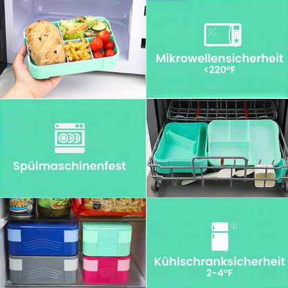 Bugucat Brotdose für Kinder mit 6 Fächern, Lunchbox auslaufsicher 1550ML BPA-frei Minzgrün