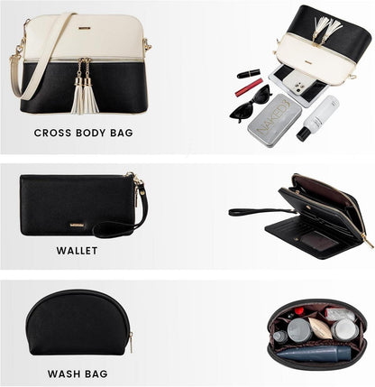 Damen Handtasche Set Schultertasche Shopper 3-teilig große