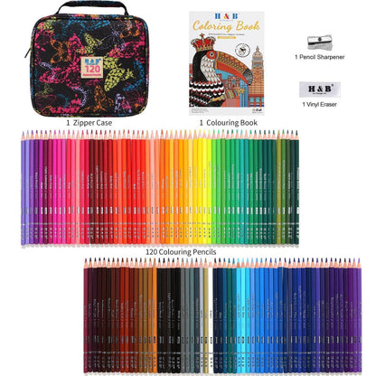 120 Buntstifte Set Ölbasis – Professionelle Malstifte mit Malbuch