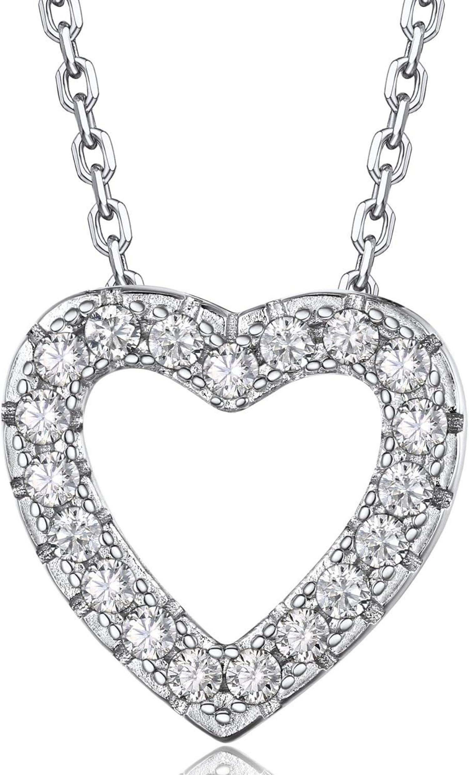 Herz Kette mit Moissanit Diamant Anhänger Initialen Halskette