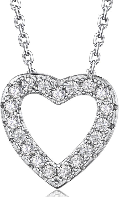 Herz Kette mit Moissanit Diamant Anhänger Initialen Halskette