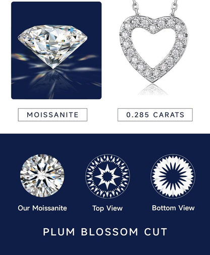 Herzkette Damen Silber 925 A-Z Anhänger Moissanit Diamant Halskette 12mm