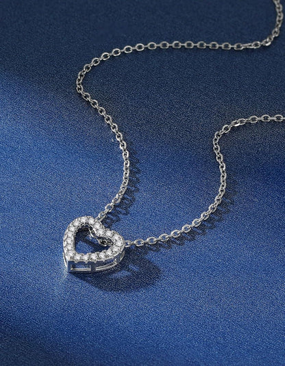 Herzkette Damen Silber 925 A-Z Anhänger Moissanit Diamant Halskette 12mm