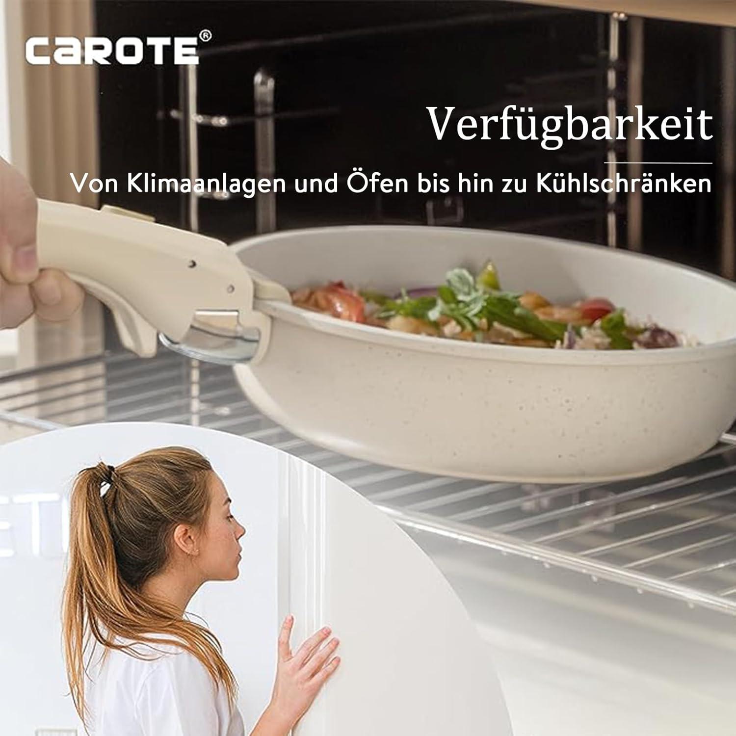 9-teiliges CAROTE Topf- und Pfannenset, abnehmbare Griffe, Induktion, antihaftbeschichtet