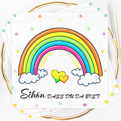 Servietten Regenbogen Kindergeburtstag 40Stück 3-Lagige Taufe Hochzeit