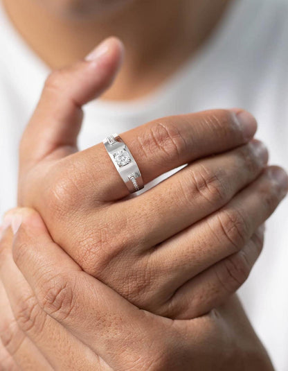 Verlobungsring Herren 925 Silber Moissanit 0,5 Karat