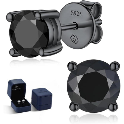 Schwarze Moissanite Ohrstecker 1 Karat 925 Silber Herren Damen