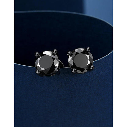 Schwarze Moissanite Ohrstecker 1 Karat 925 Silber Herren Damen