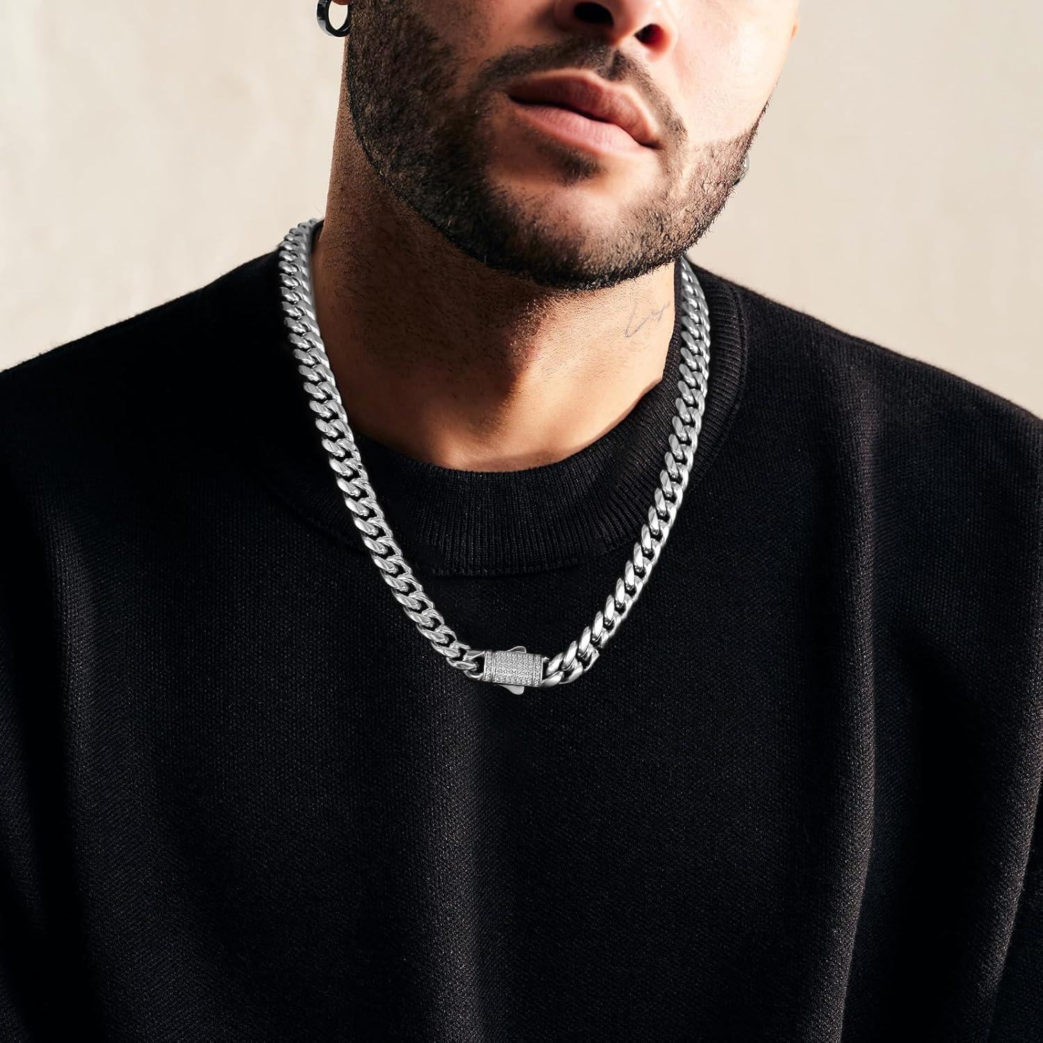 Panzerkette Herren 12mm 18K Gold Cuban Link Chain