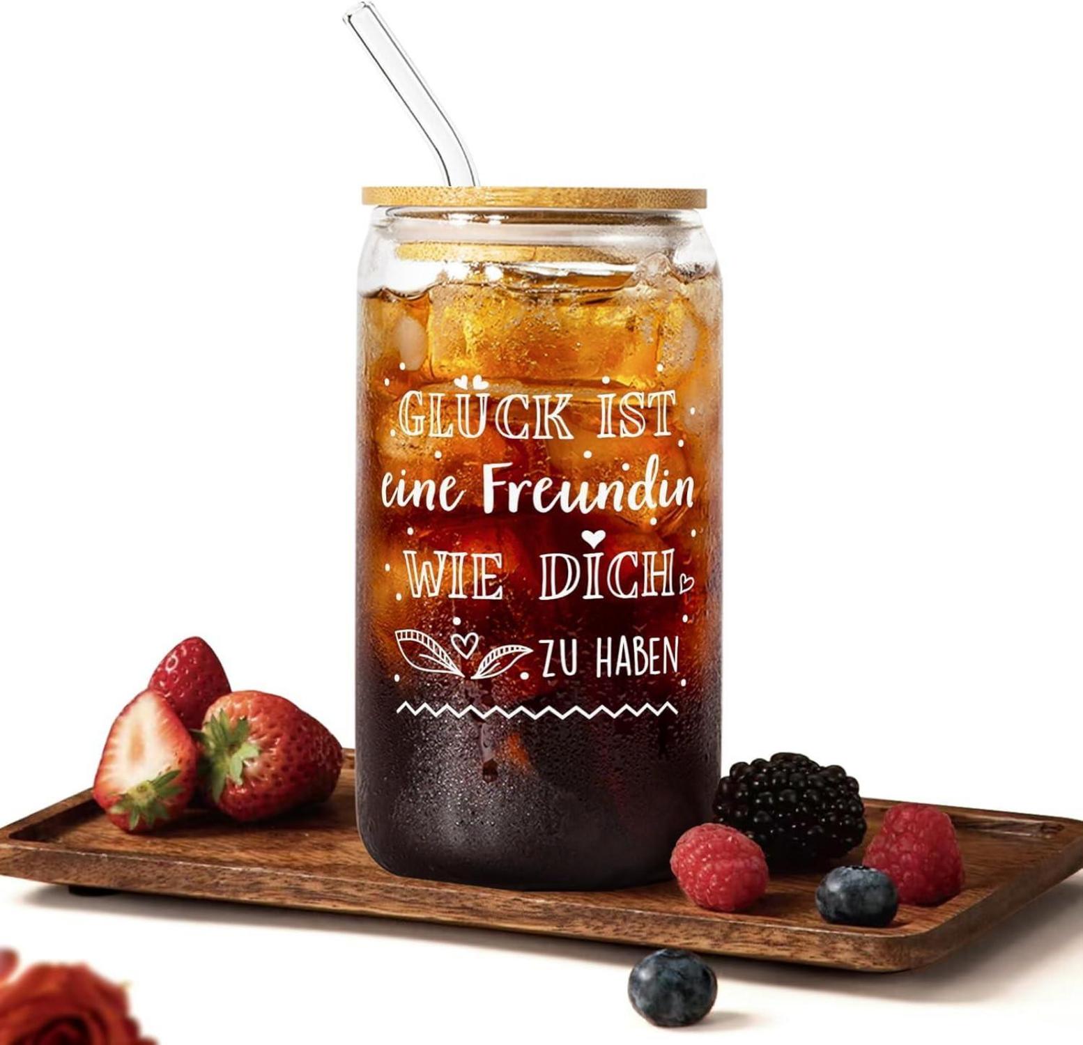 Juratar Cocktailgläser mit Deckel und Strohhalm, bleifreie Trinkgläser, Iced Kaffeegläser, 16 oz, Bier, Cocktail, Saft, Wasser