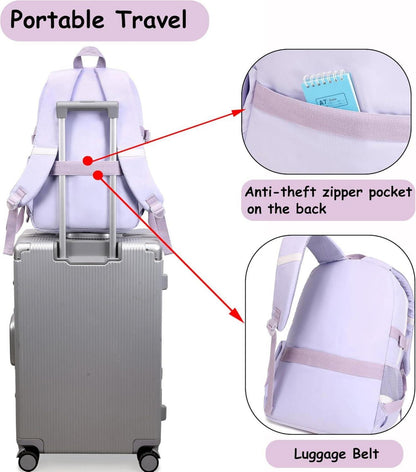Makukke Schulrucksack Damen Anti-Theft Anime Daypack Lila