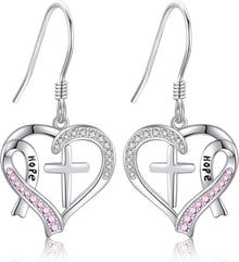 Kreuzband Überlebenden Ohrringe 925 Sterlingsilber Brustkrebs Rose