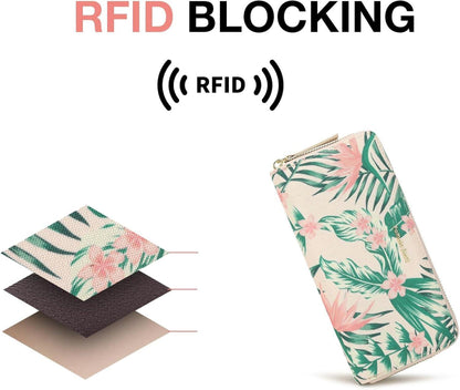 Pomelo Best Damen Geldbörse groß Blumenprägung RFID Fächer