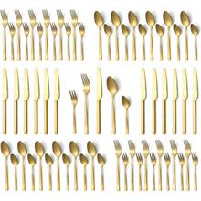 Besteckset Gold Matt 60 Teile für 12 Personen, Edelstahl, Spülmaschinenfest