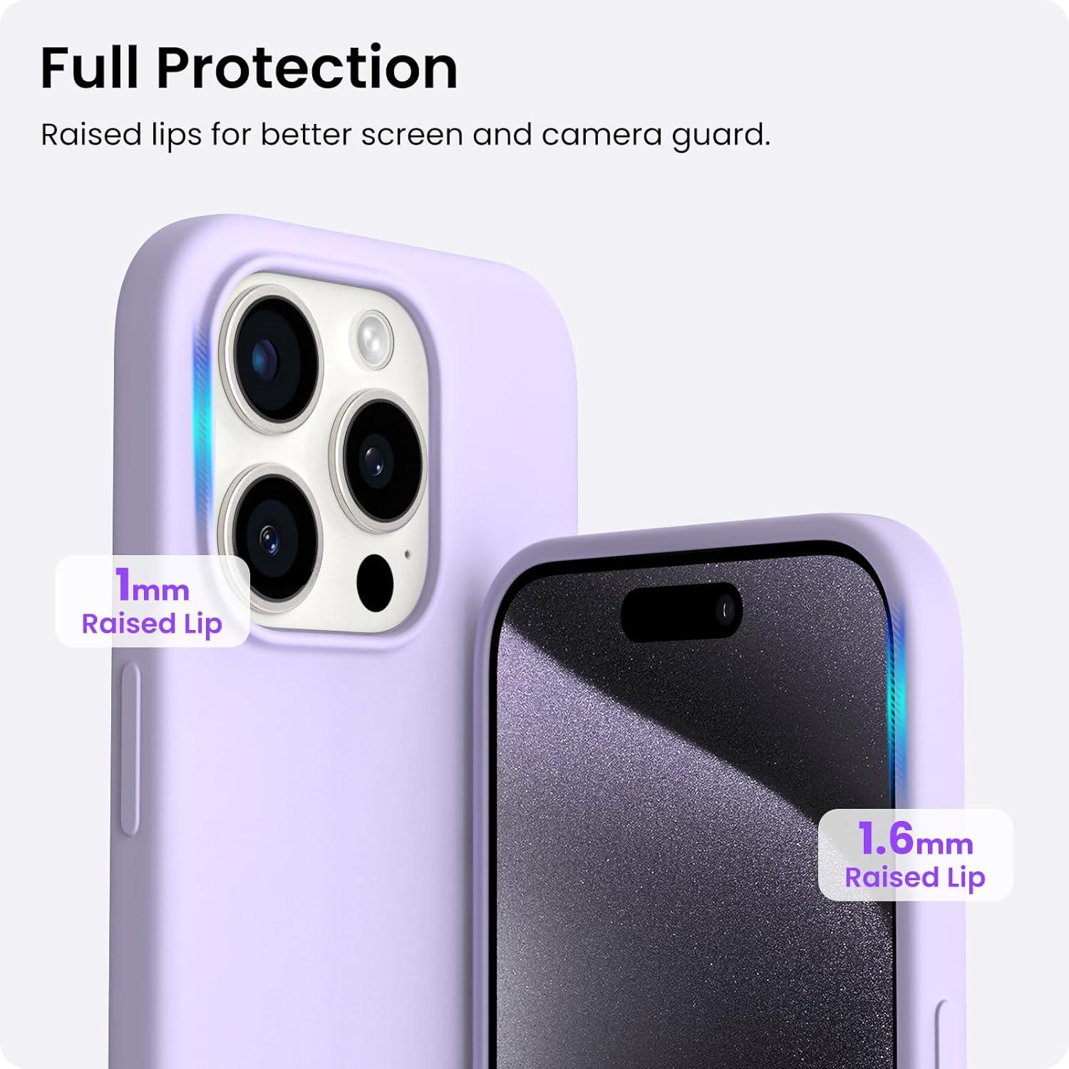 ORNARTO iPhone 15 Pro Max Hülle Silikon 6,7 Zoll Kratzfeste Schutzhülle Flieder
