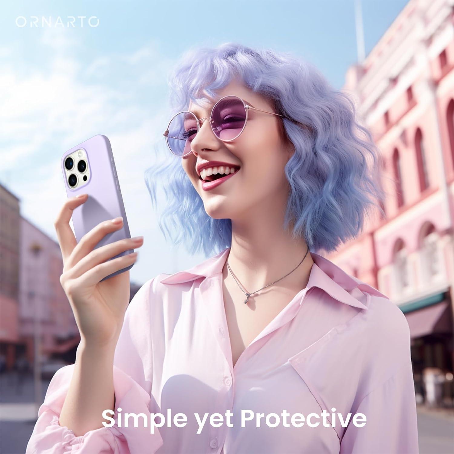 ORNARTO iPhone 15 Pro Max Hülle Silikon 6,7 Zoll Flüssig Lila